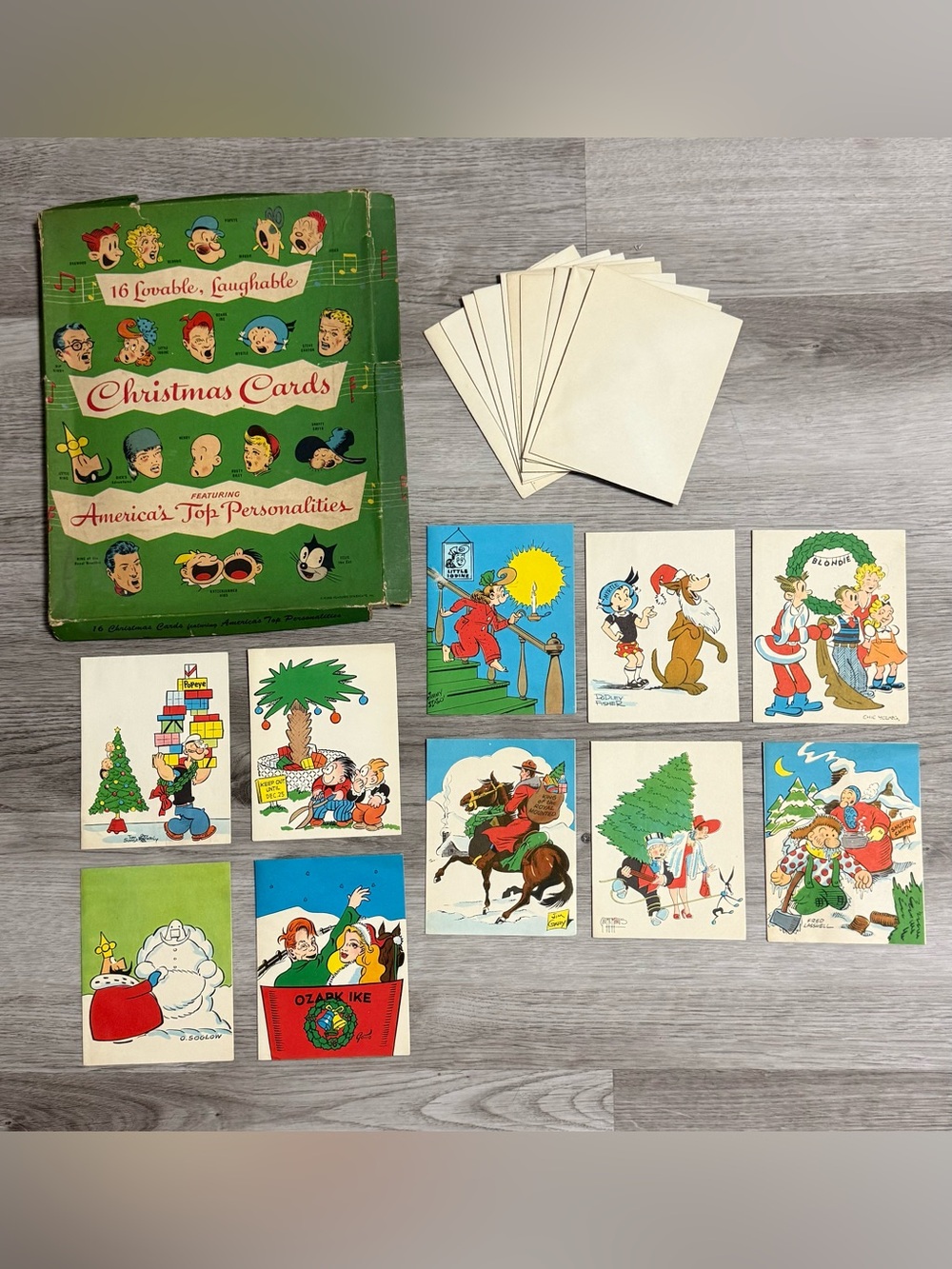 Vintage 1951 King Features Popular Comics Christmas Cards Box Set Incomplete
